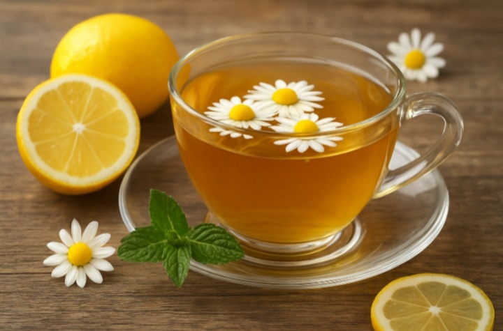 دمنوش بابونه و لیمو